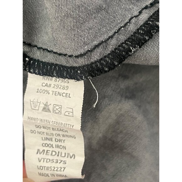 Elan Grey Chambray Frayed Tiered Off Shoulder Tunic Dress Size M Summer Vacation - Picture 5 of 5